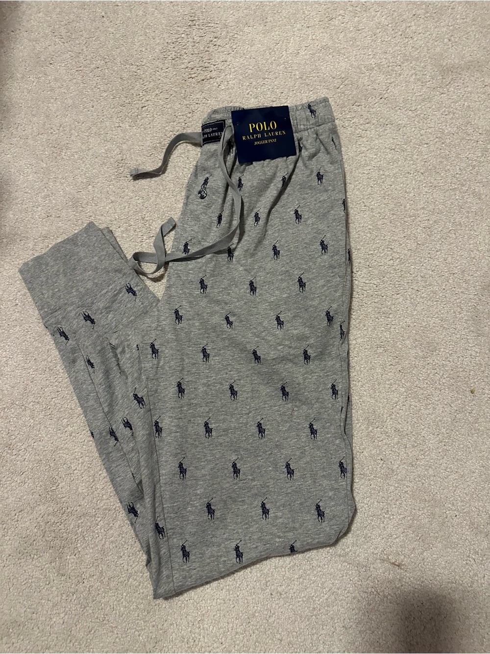 Polo by Ralph Lauren Gray Sweatpants with Navy Polo Player Embroidery